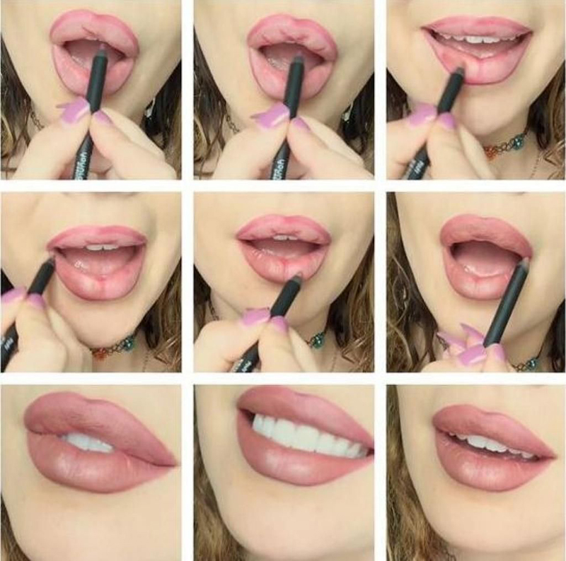 Как красить губы карандашом для губ?